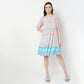 Printed Front Ruched Tiered Dress