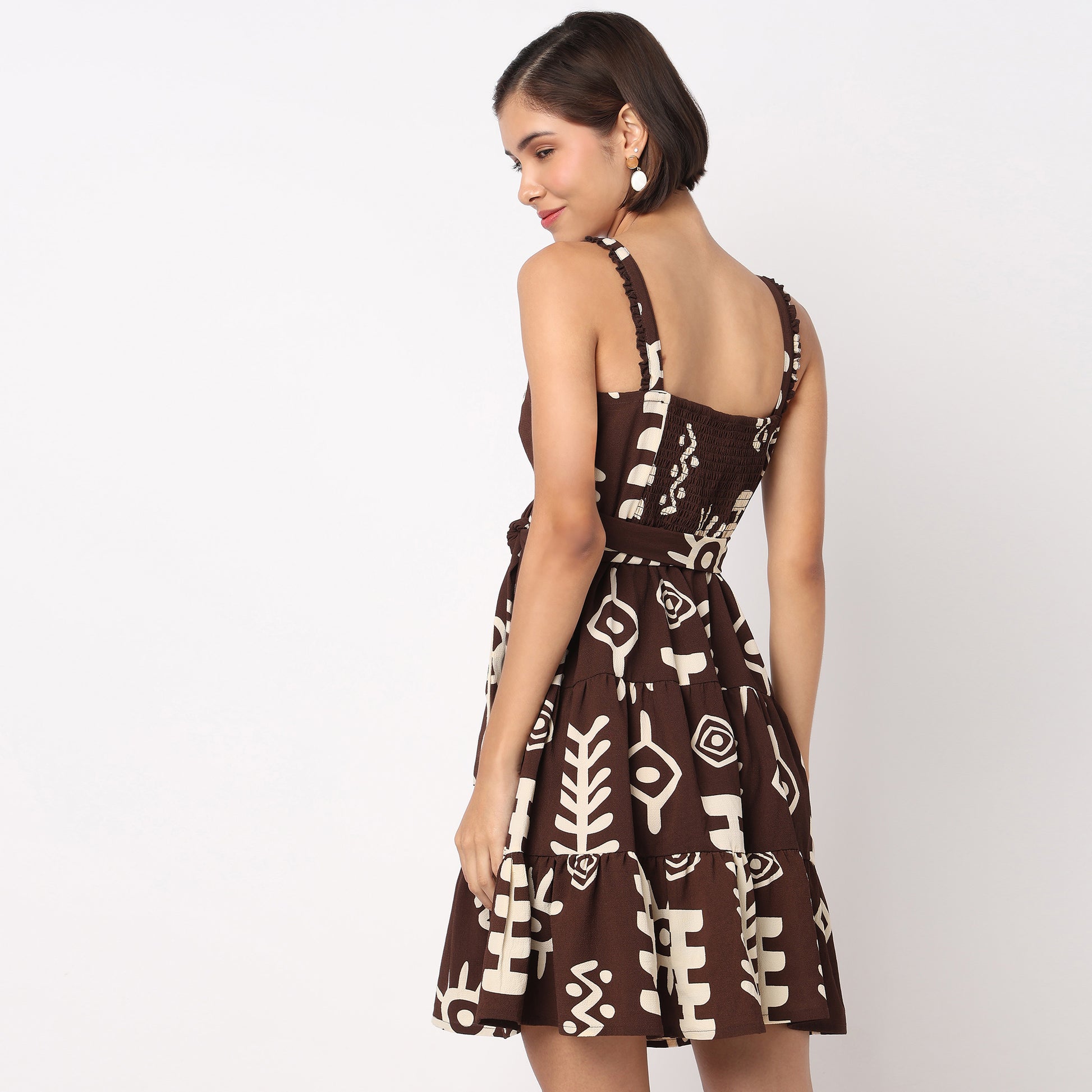 Printed Strappy Tiered Dress
