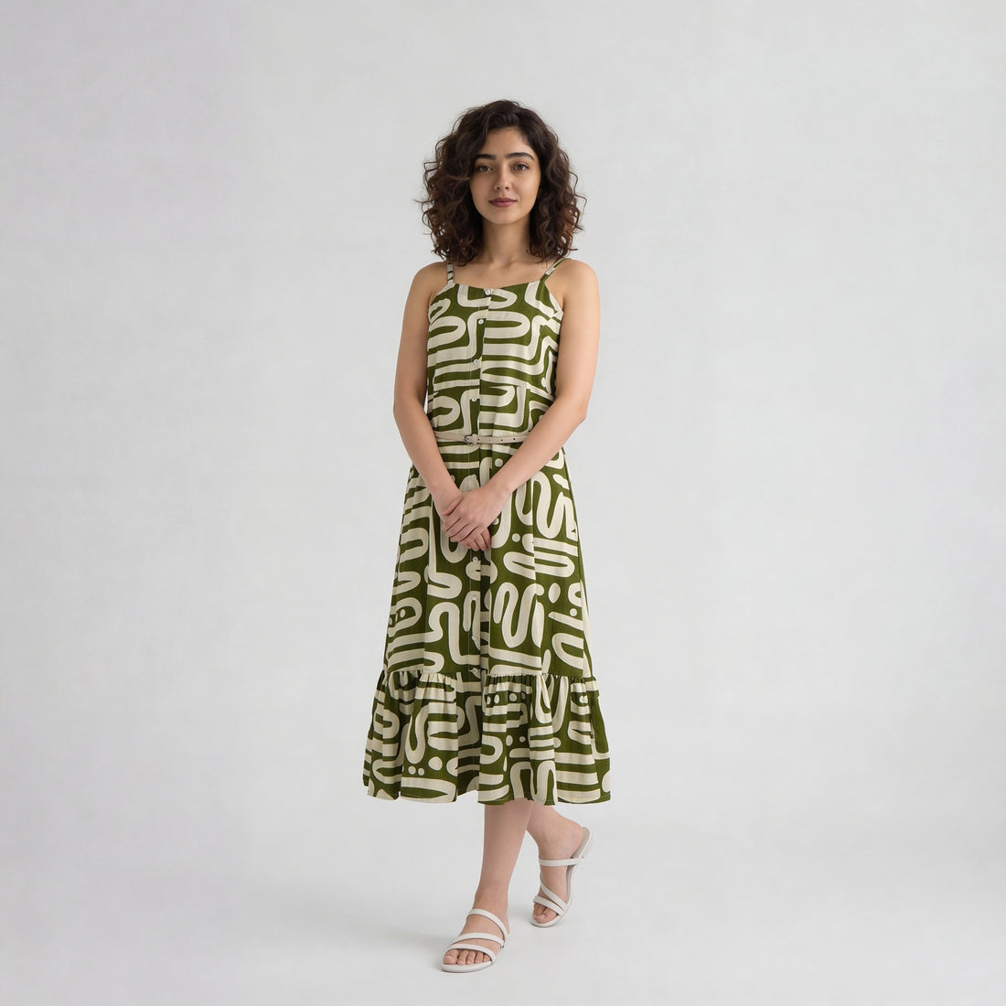 Polyester Printed Sleeveless Dress