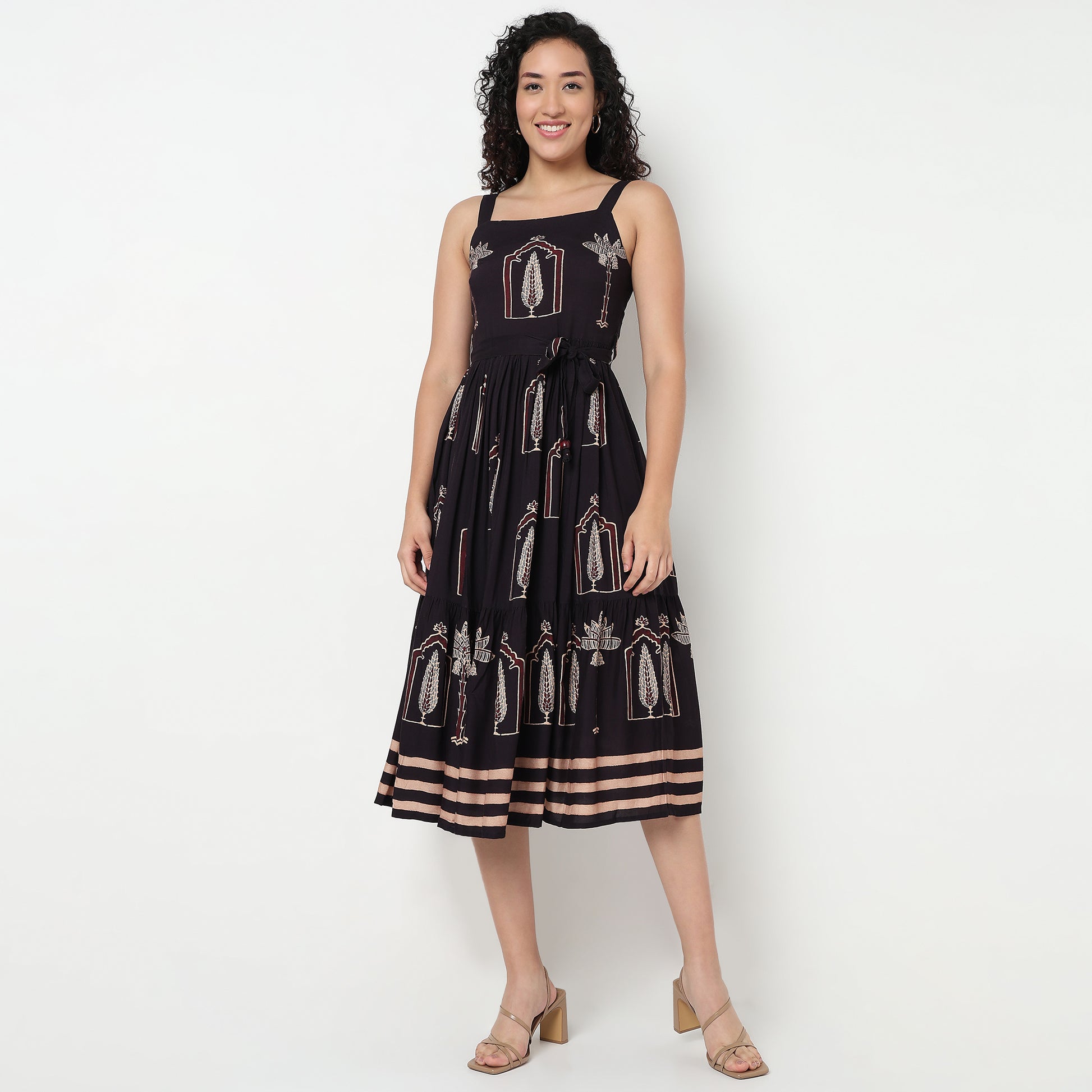 Buy Women Flare Fit Printed Sleeveless Dress  - Style Union