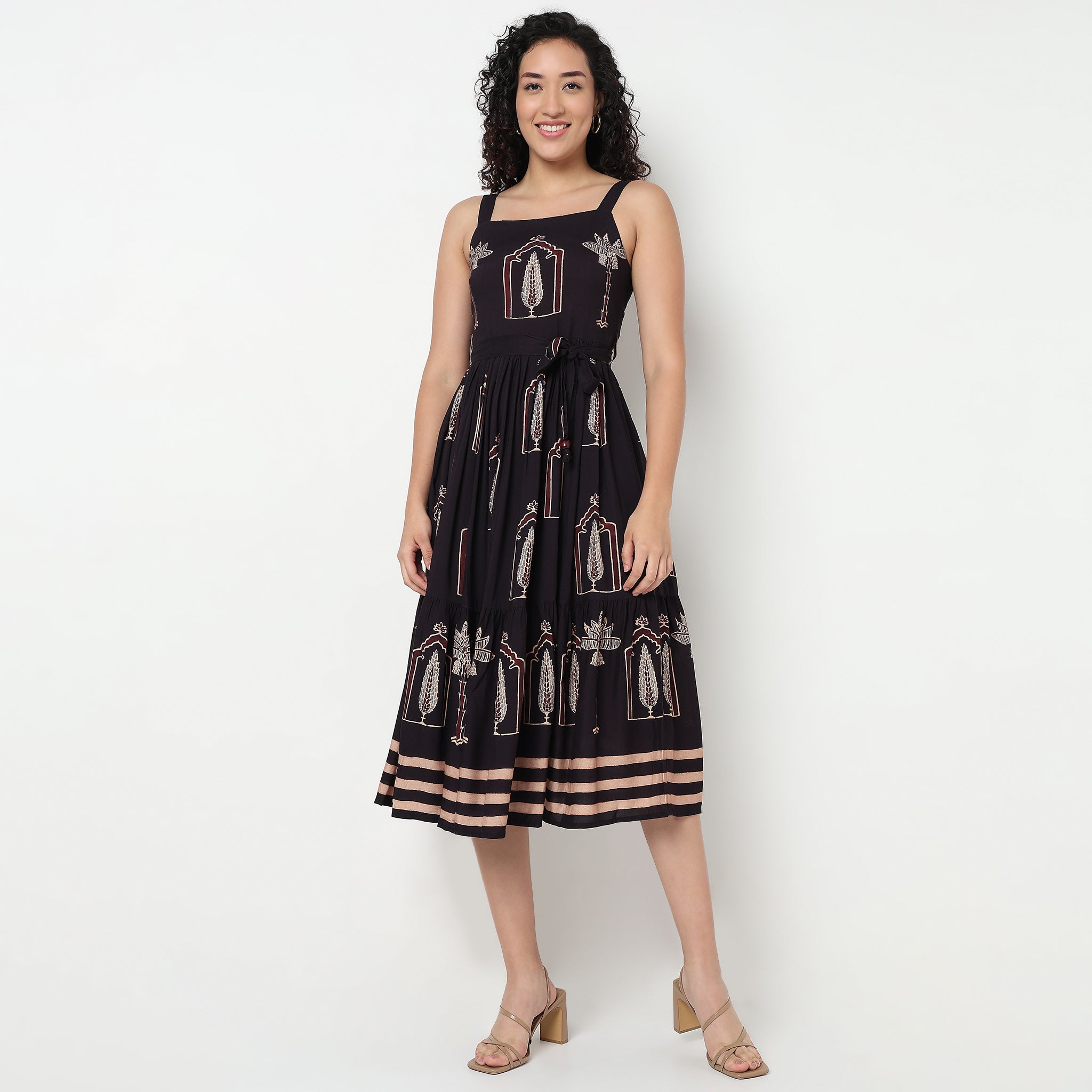 Buy Women Flare Fit Printed Sleeveless Dress  - Style Union