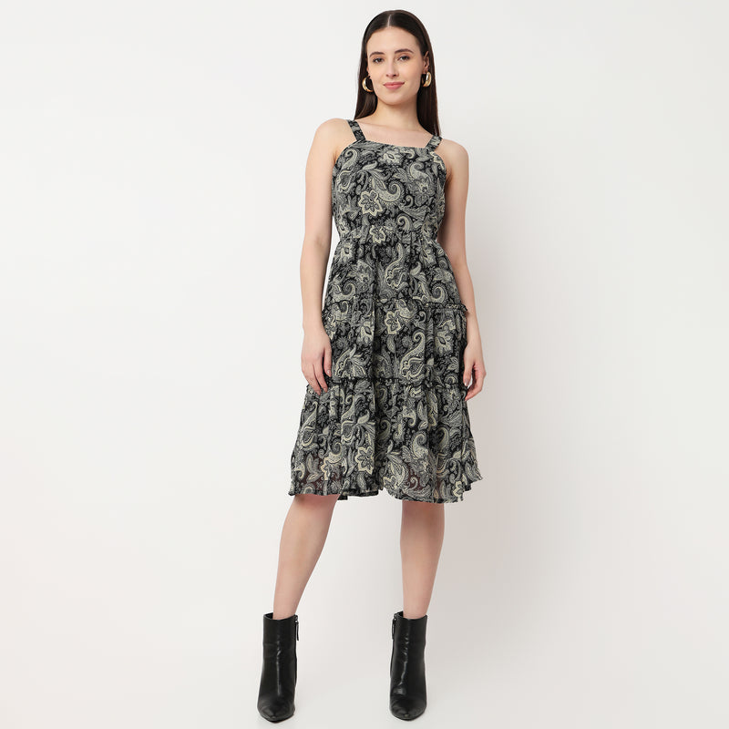 Strappy Tiered Printed Dress