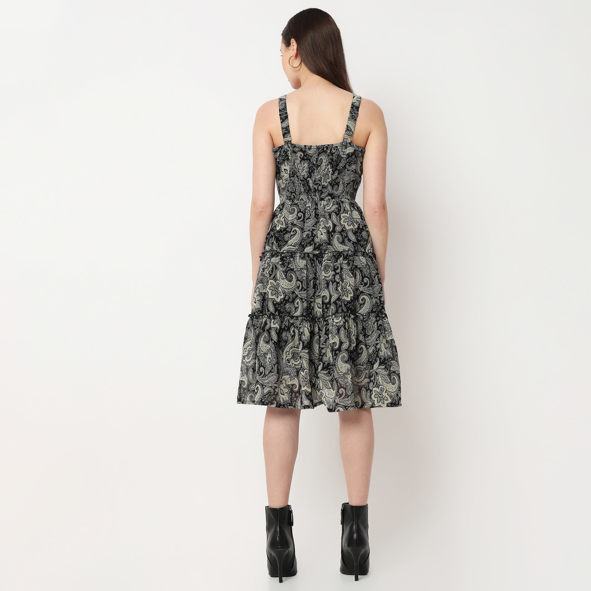 Strappy Tiered Printed Dress