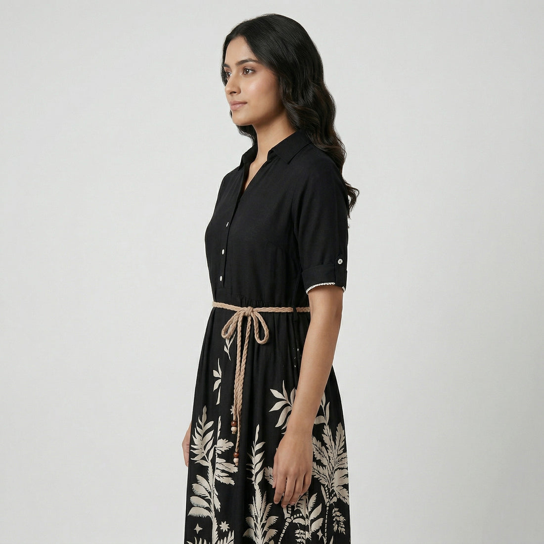 Shirt Collar Half Placket Dress