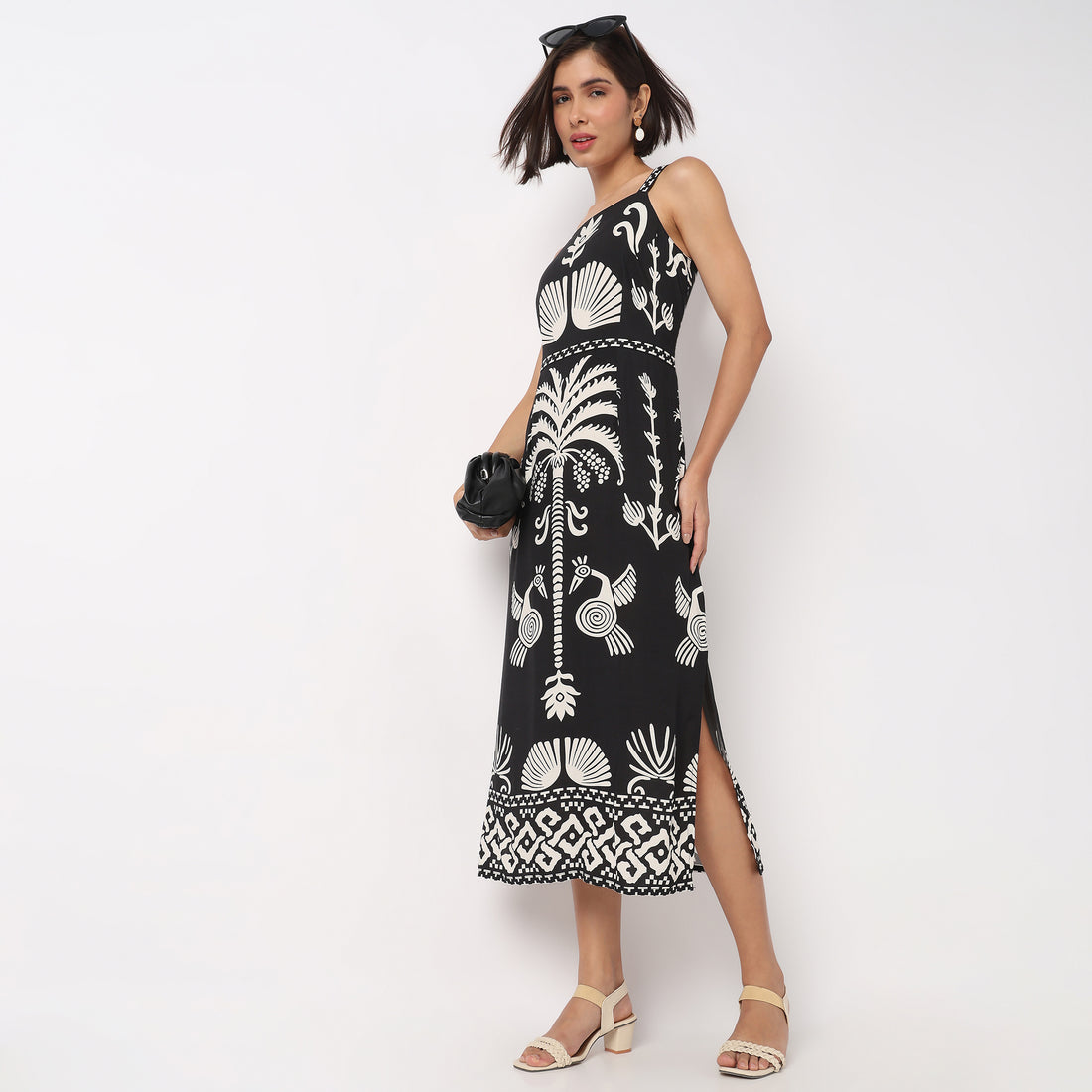 Printed Strappy Flare Dress