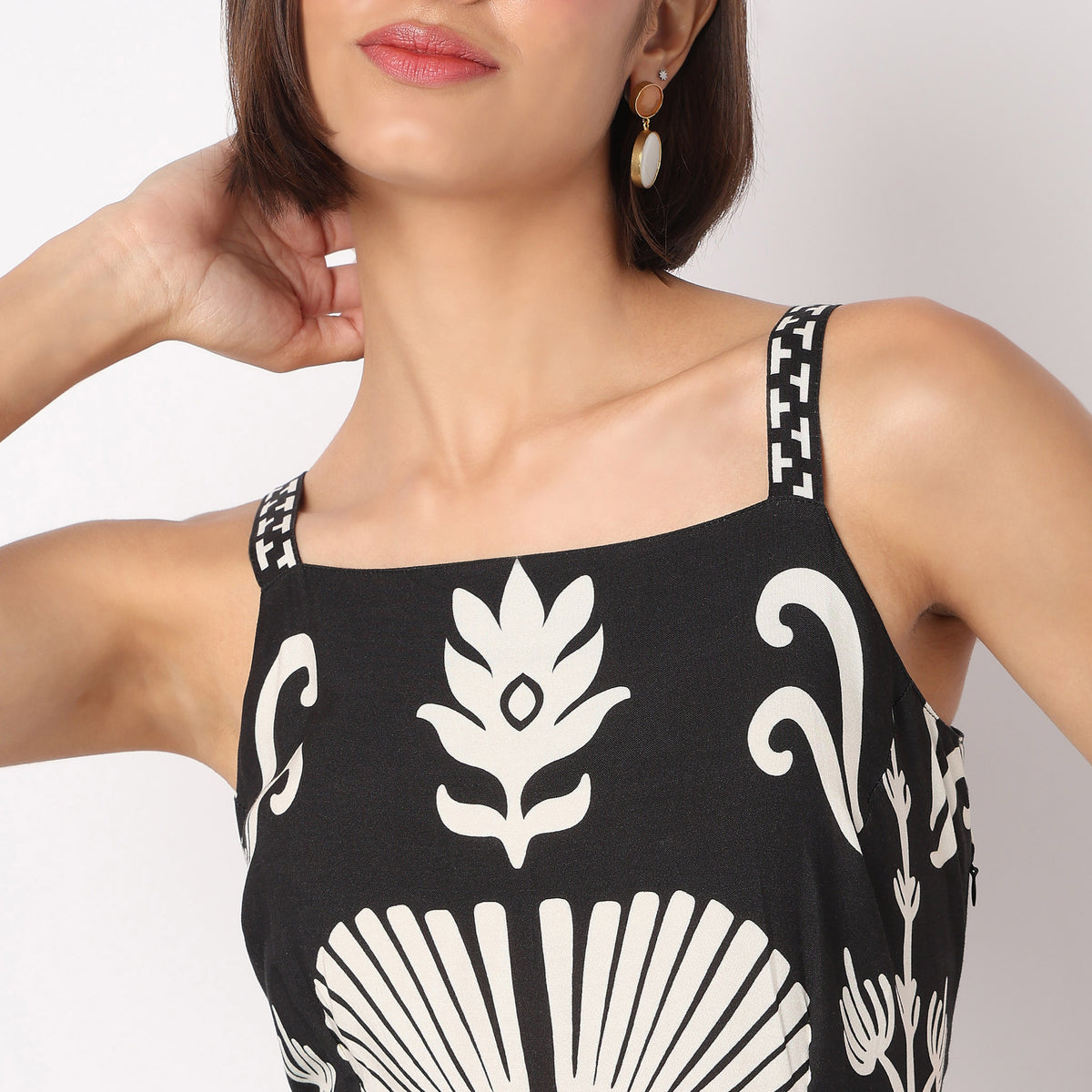 Printed Strappy Flare Dress