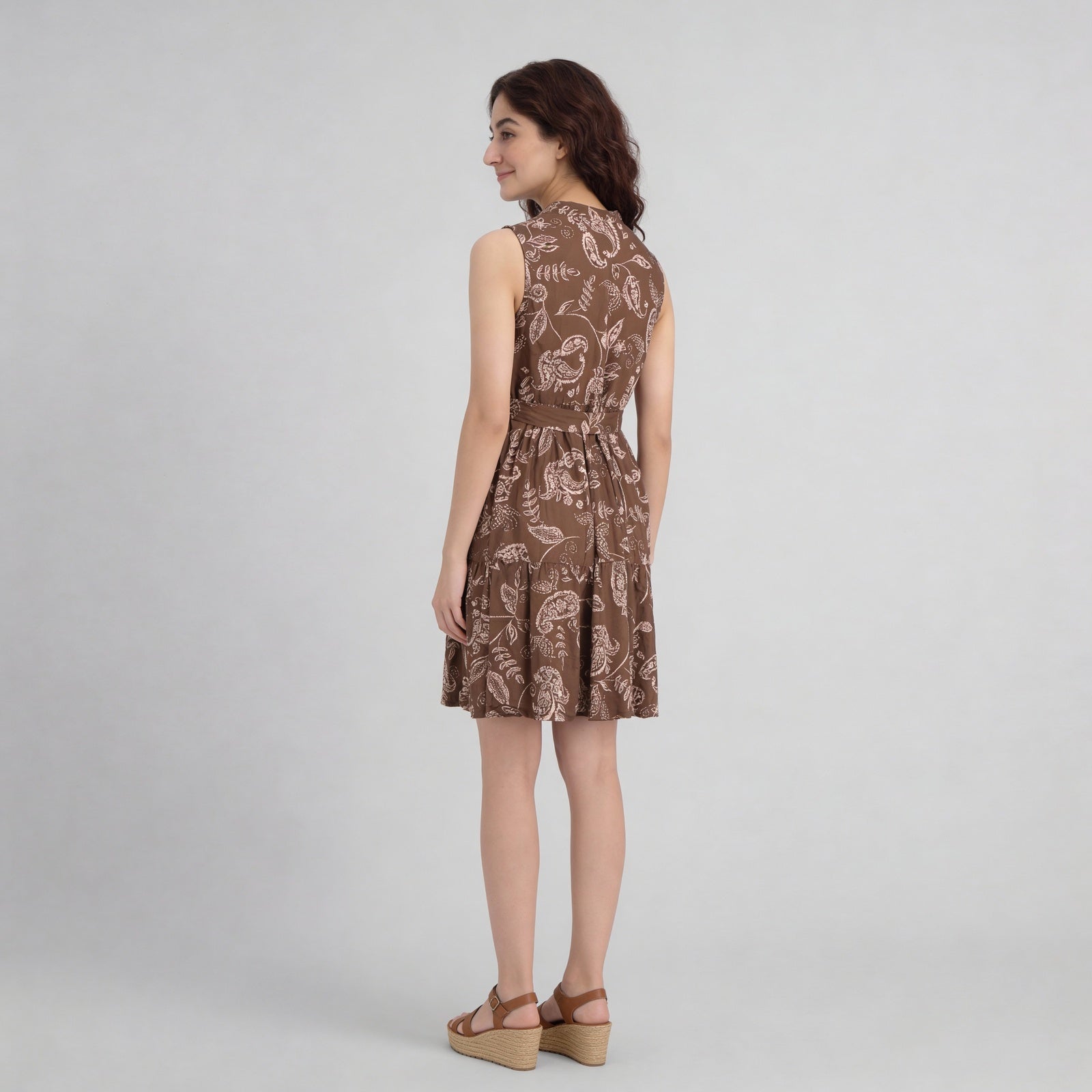 Sleeveless Printed Tiered Dress