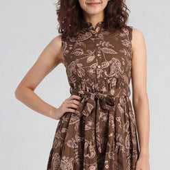 Sleeveless Printed Tiered Dress