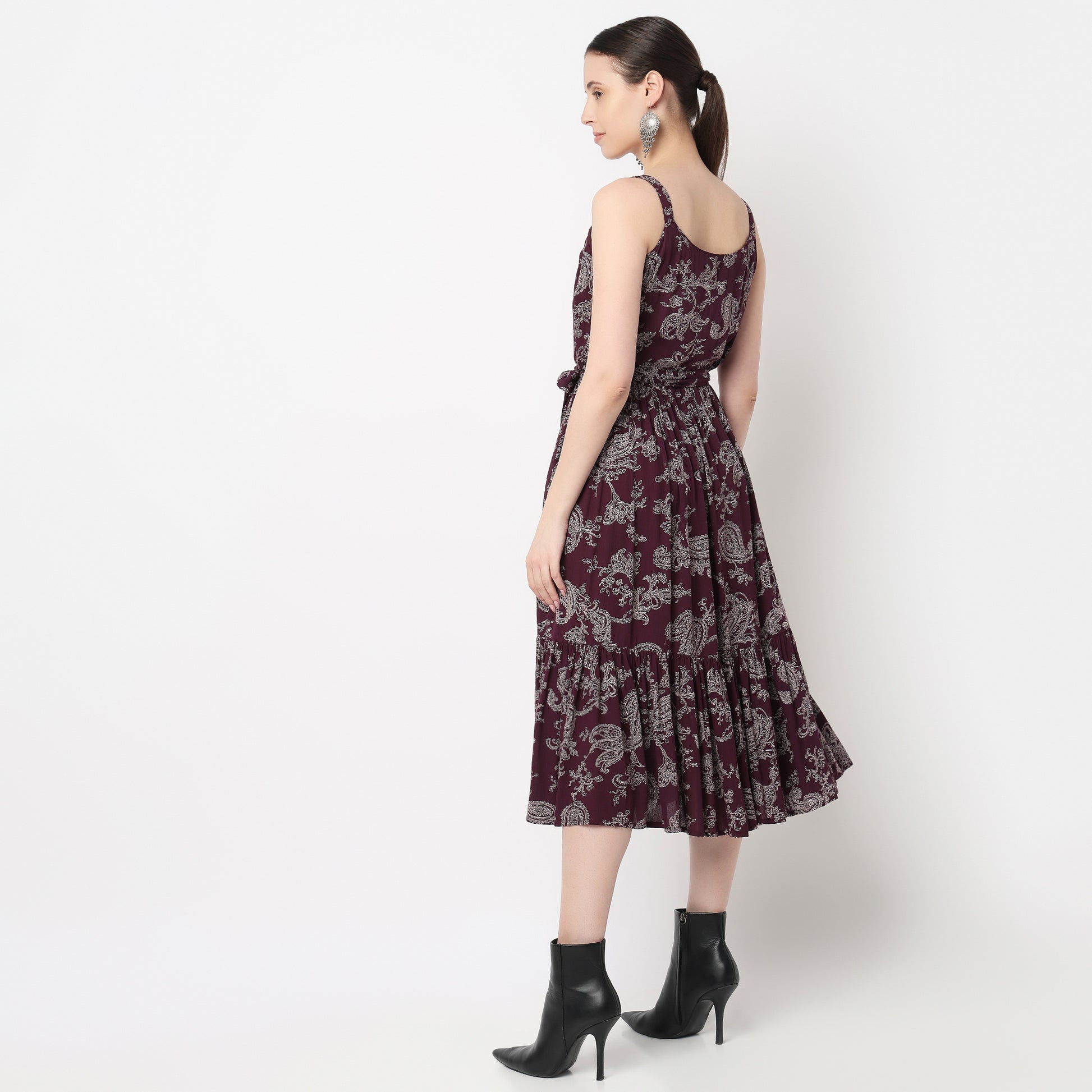 Strappy Tiered Flared Dress