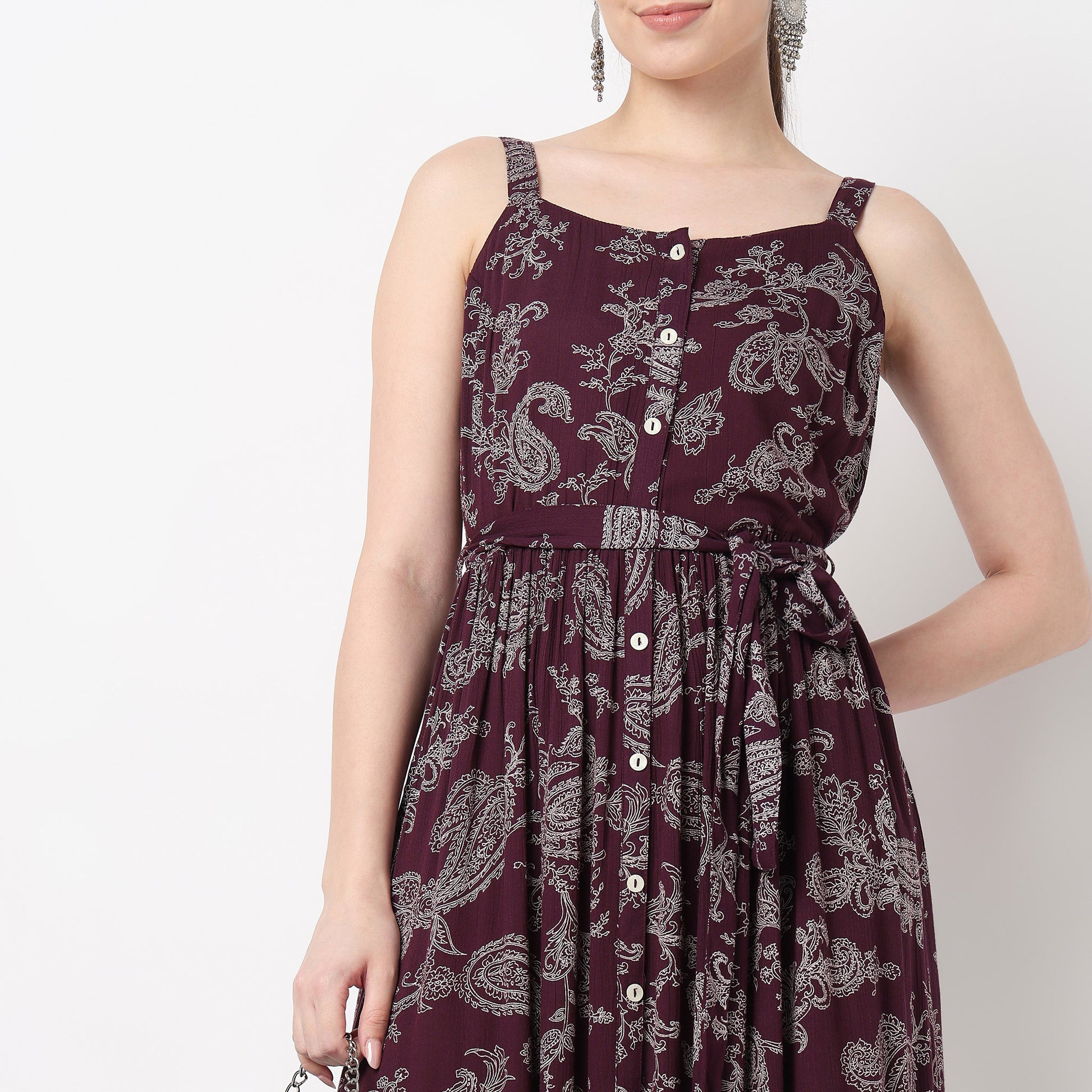 Strappy Tiered Flared Dress