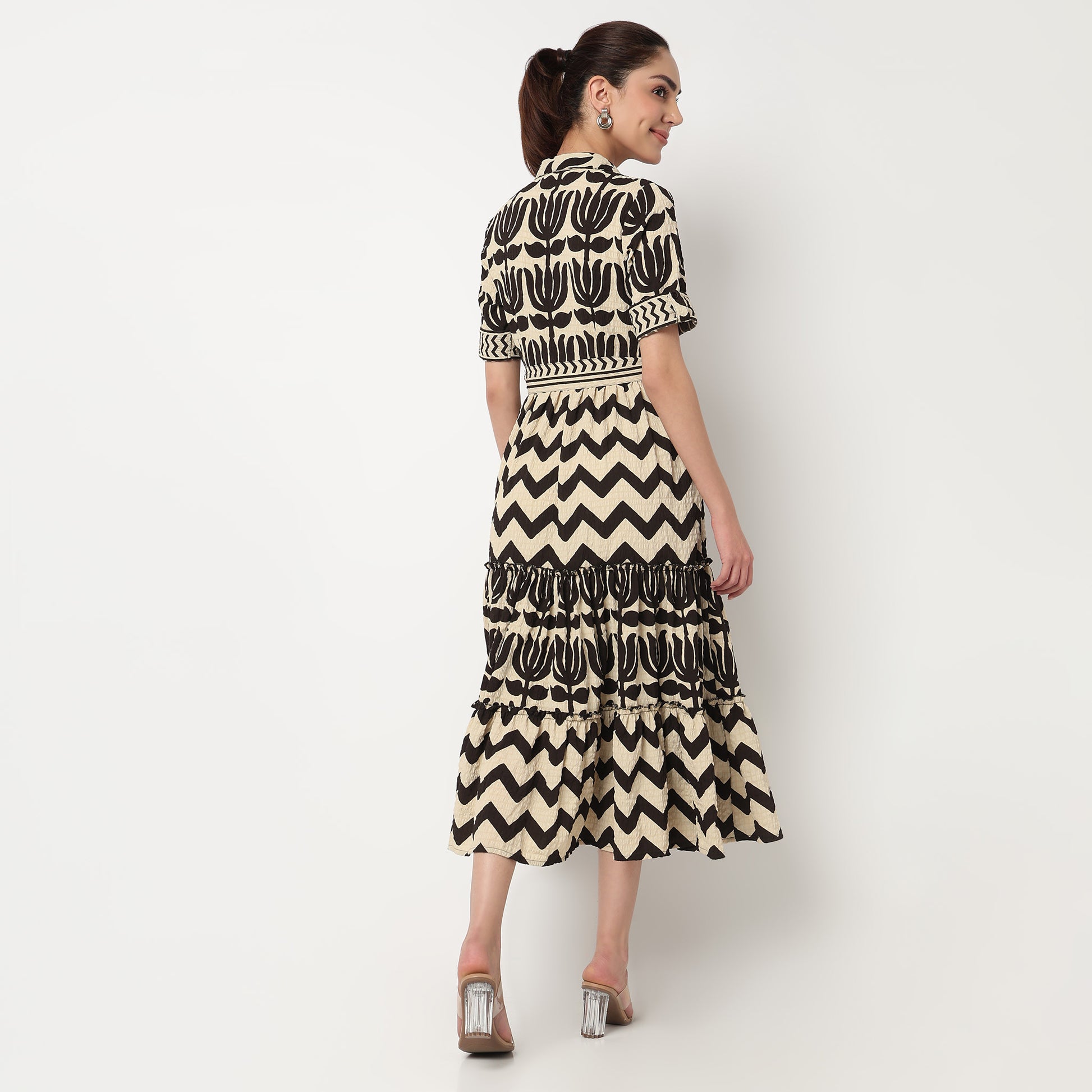 Shirt Printed Tiered Dress
