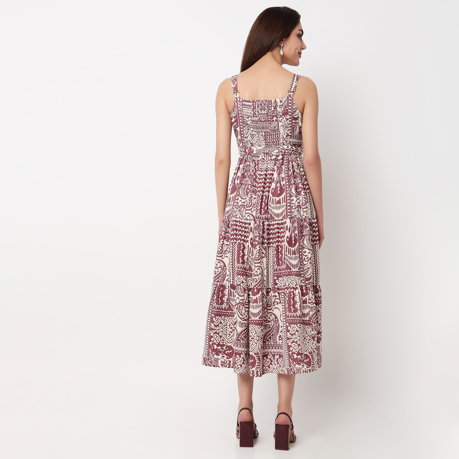 Printed Strappy Tiered Dress