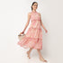 Close Ruffle Neck Printed Tiered Dress