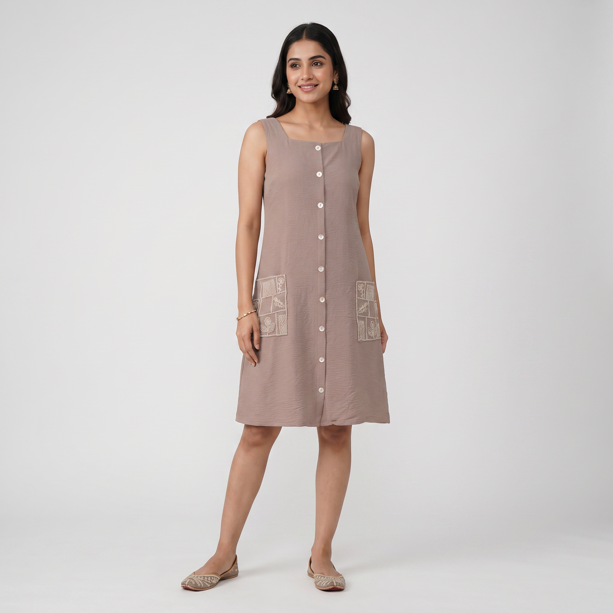 Solid Strappy Shift Dress