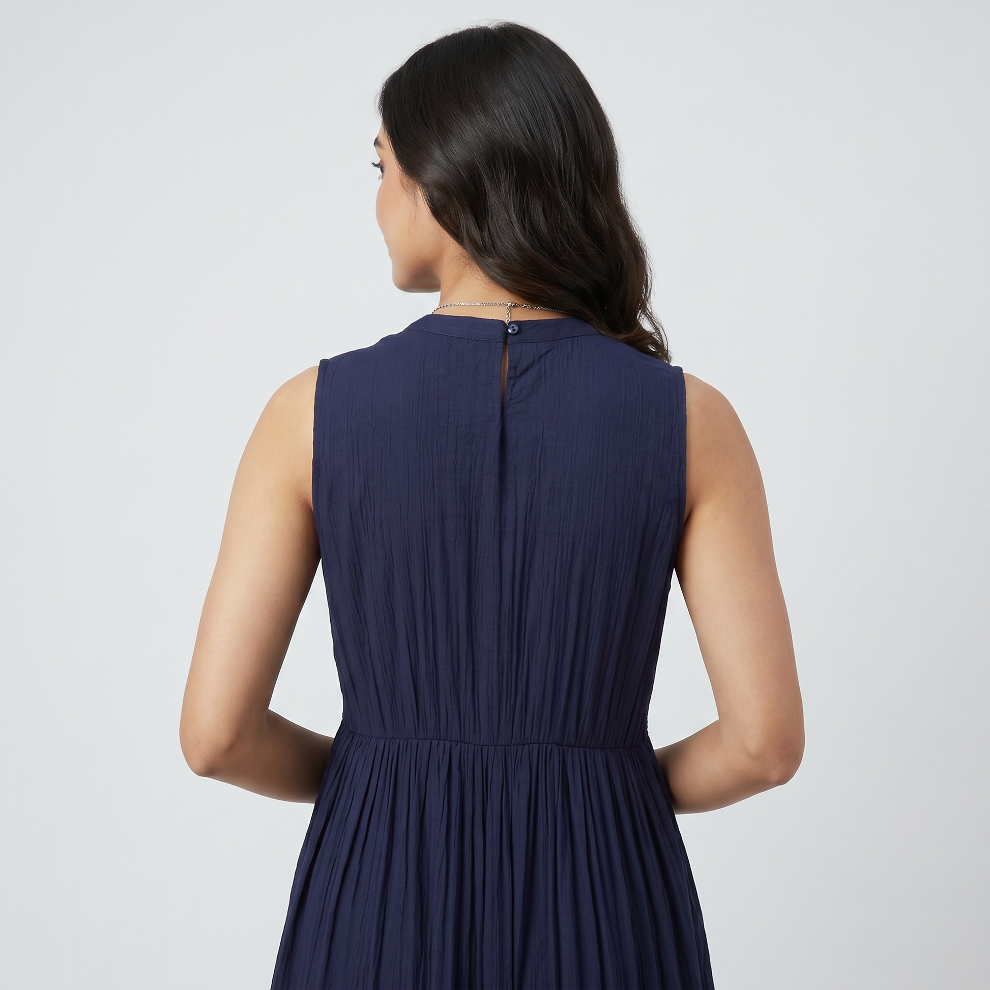 Embroidered Sleeveless Tiered Dress