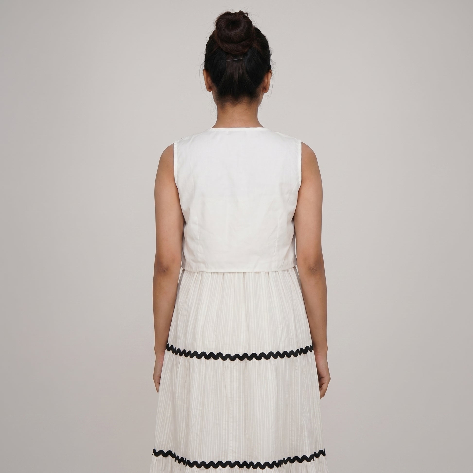 Strappy Tiered Dress With Embroidered Shrug