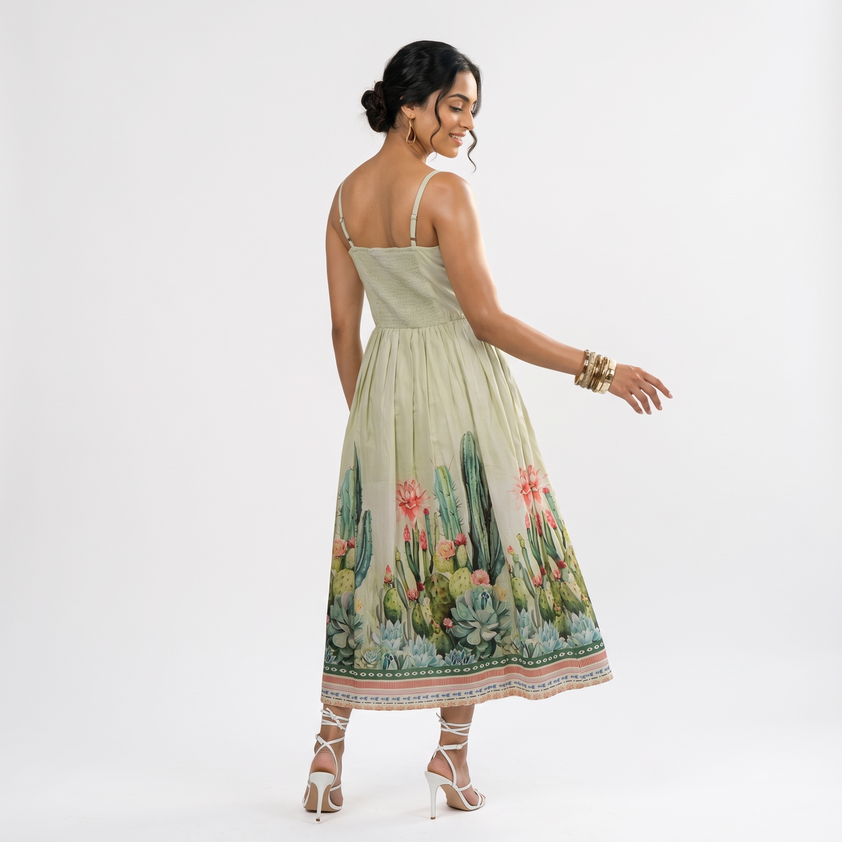 Printed Strappy A Line Dress