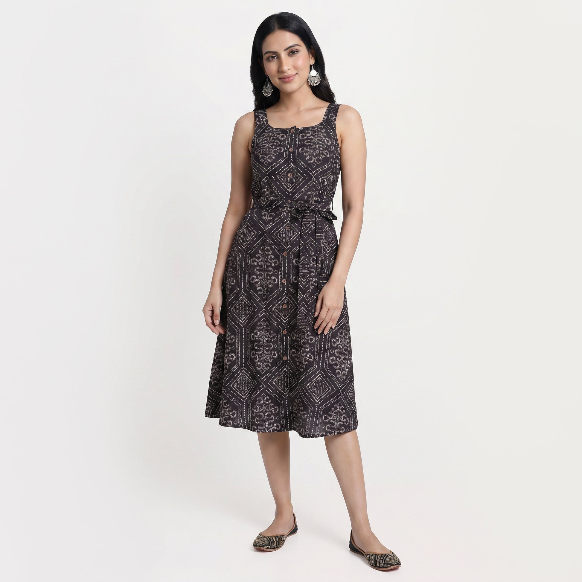 Embellished Front Placket Strappy Dress