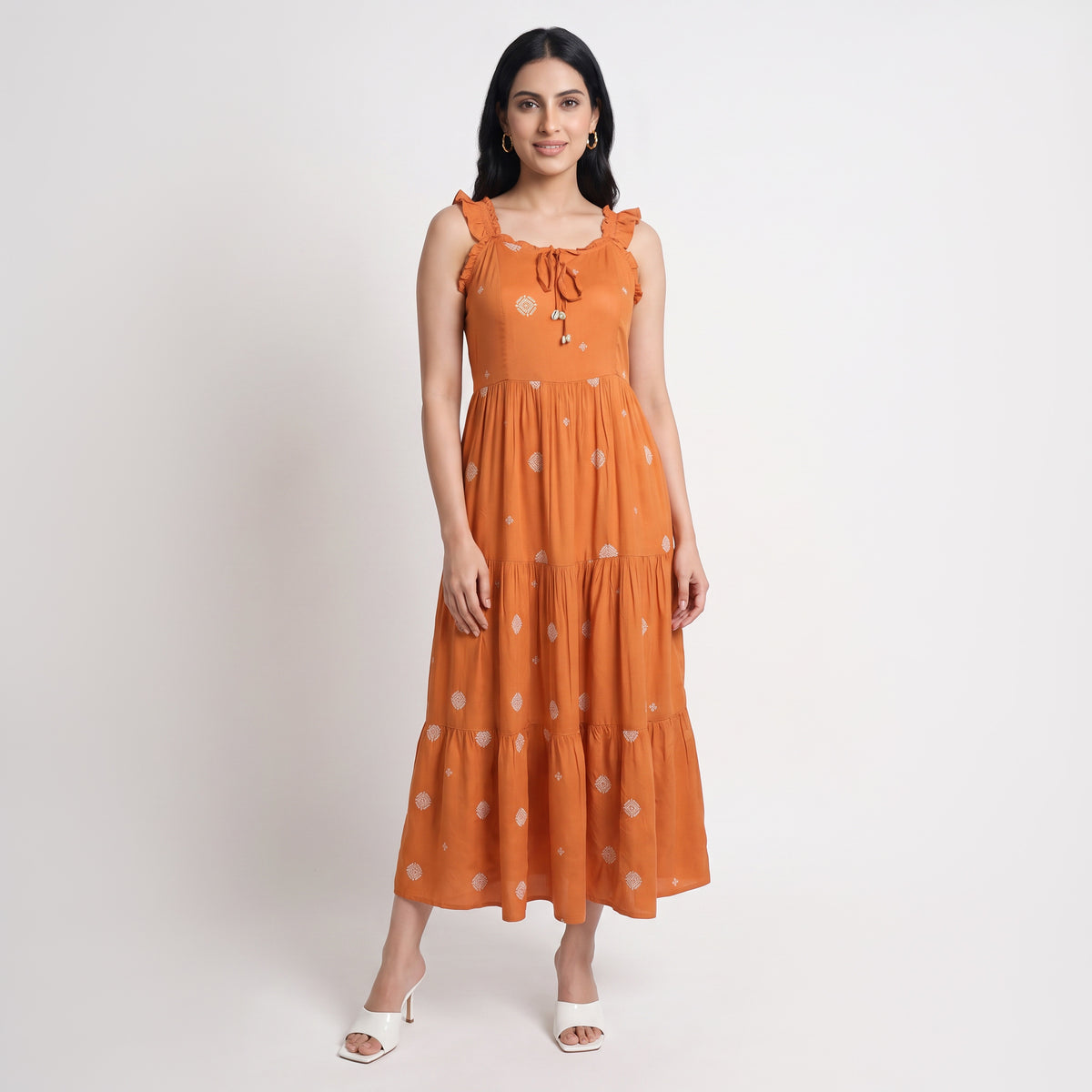 Printed V-Neck Dress
