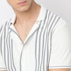 Modern Nerd Hand Knit Jersey Striped Camp Collar Half Sleeve Cuban Shirt