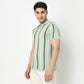 Modern Nerd Hand Knit Jersey Striped Polo Neck Half Sleeve T-Shirt