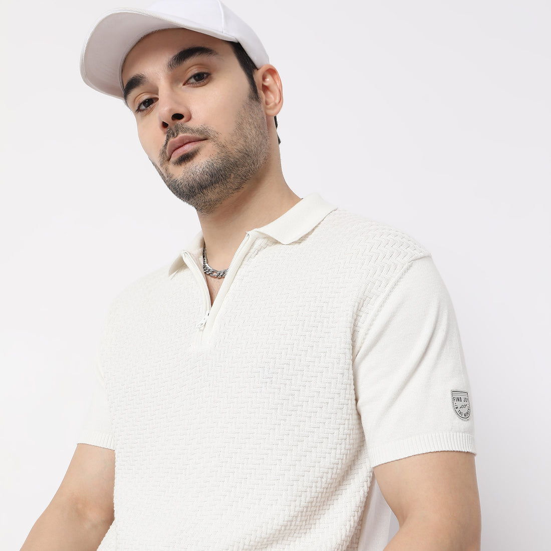Structured Modern Nerd Hand Knit Jersey Polo T-Shirt