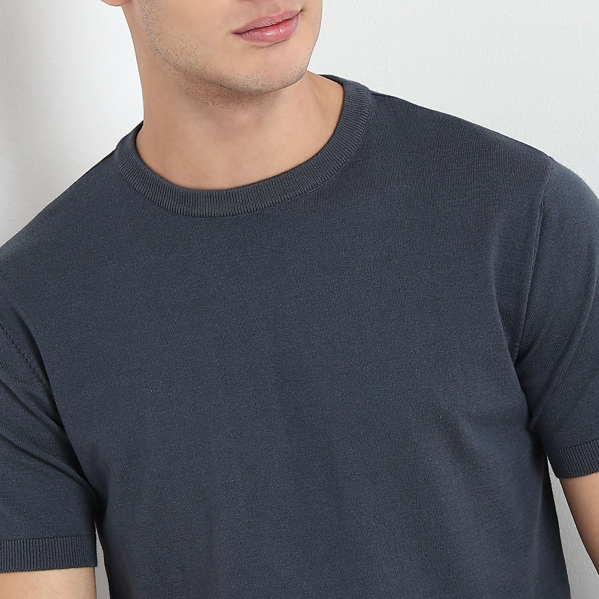 Crew Neck Hand Knit Jersey Flat Knits T-Shirt