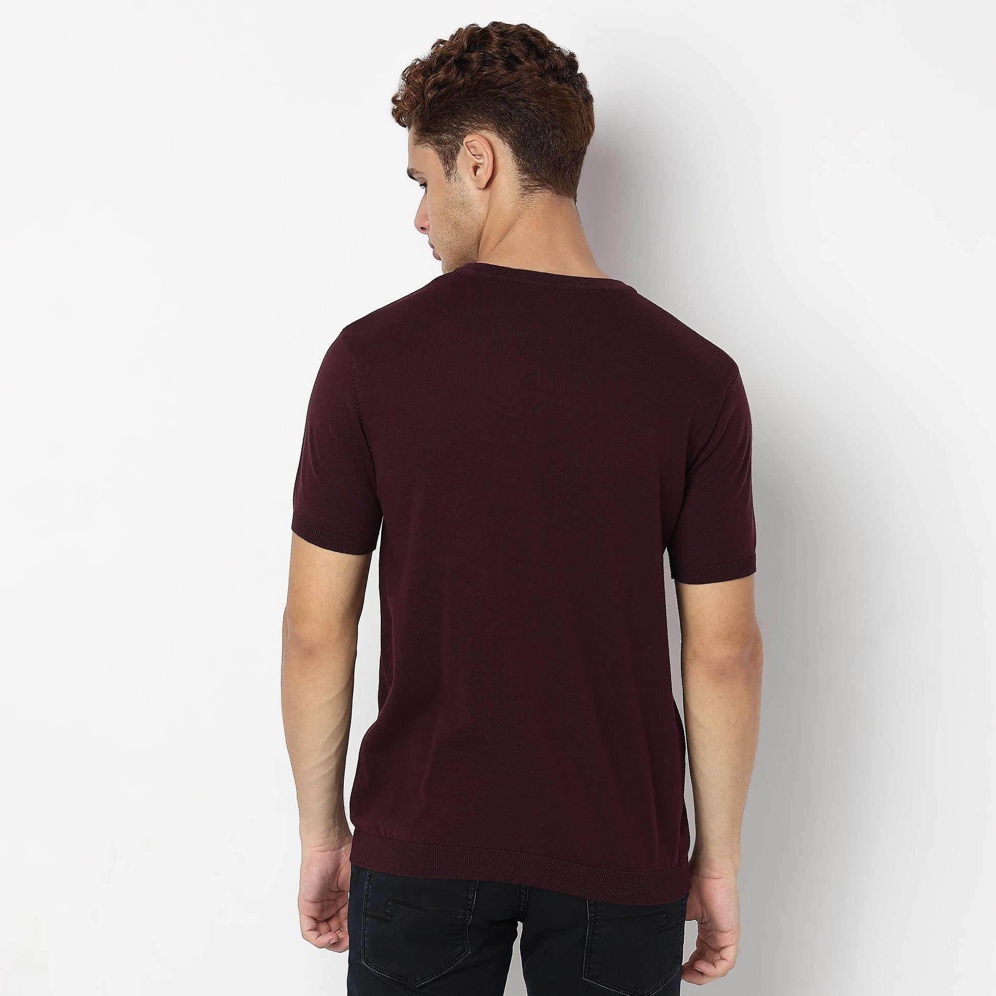 Crew Neck Hand Knit Jersey Flat Knits T-Shirt