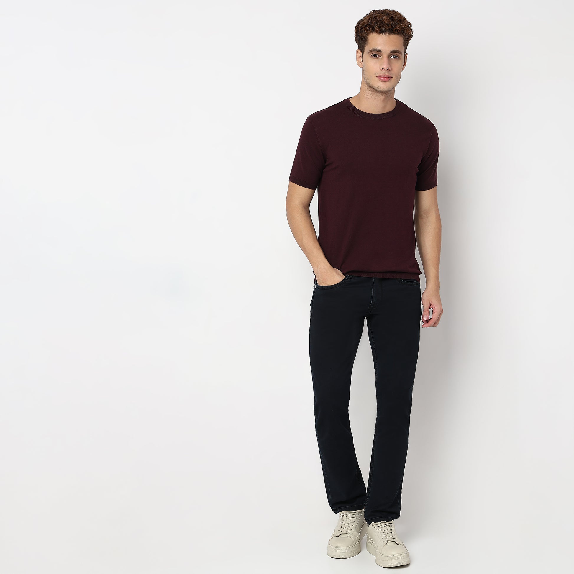 Crew Neck Hand Knit Jersey Flat Knits T-Shirt