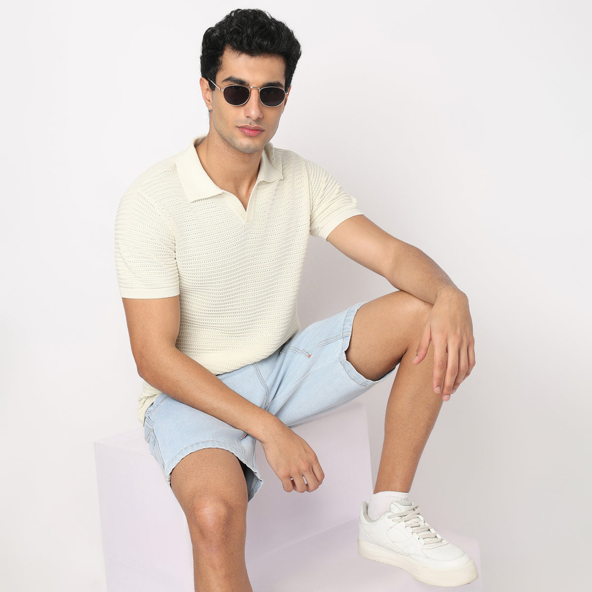 Hand Knit Jersey Structured T-Shirt