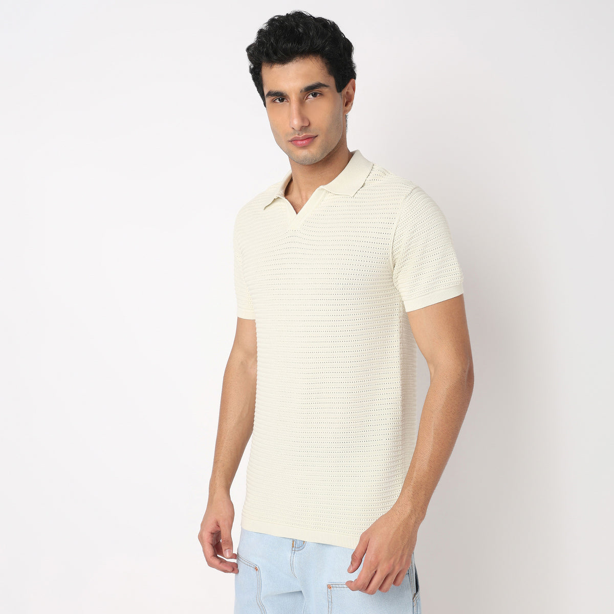 Hand Knit Jersey Structured T-Shirt