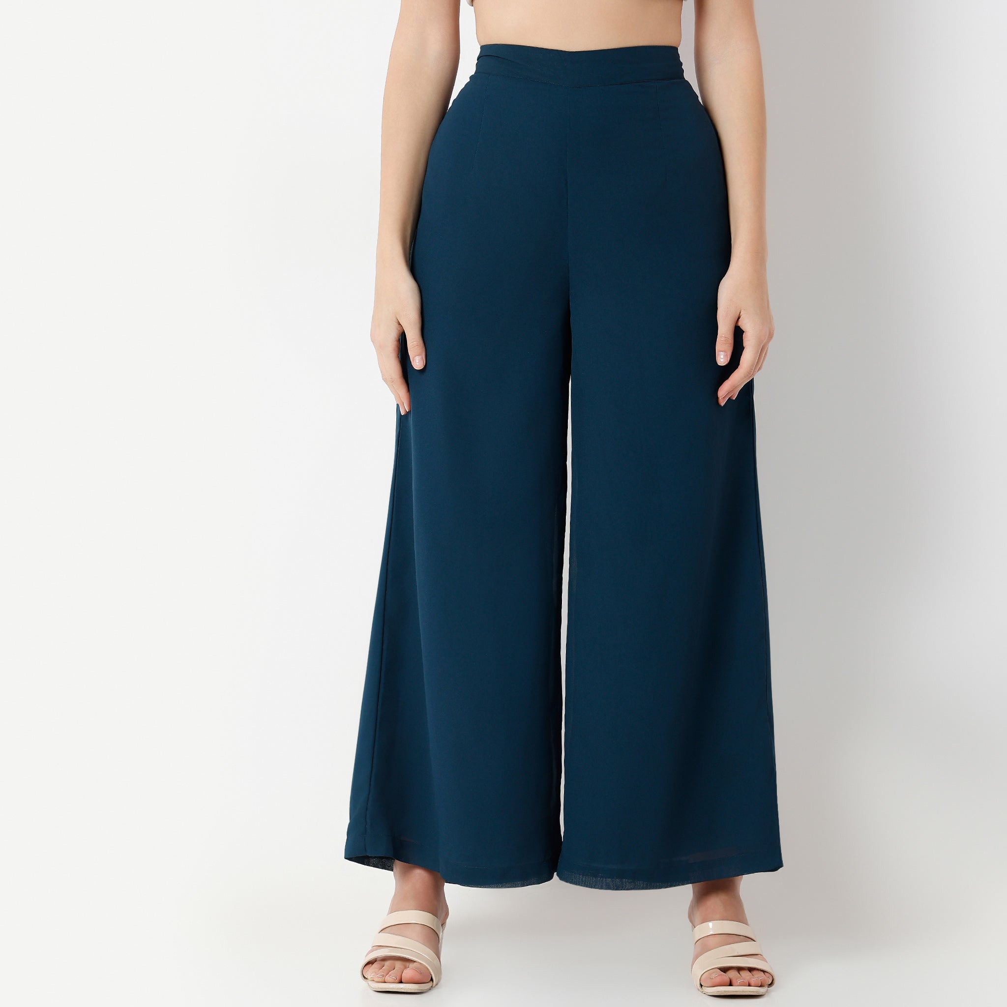 Flare Fit Ankle Length High Rise Palazzo