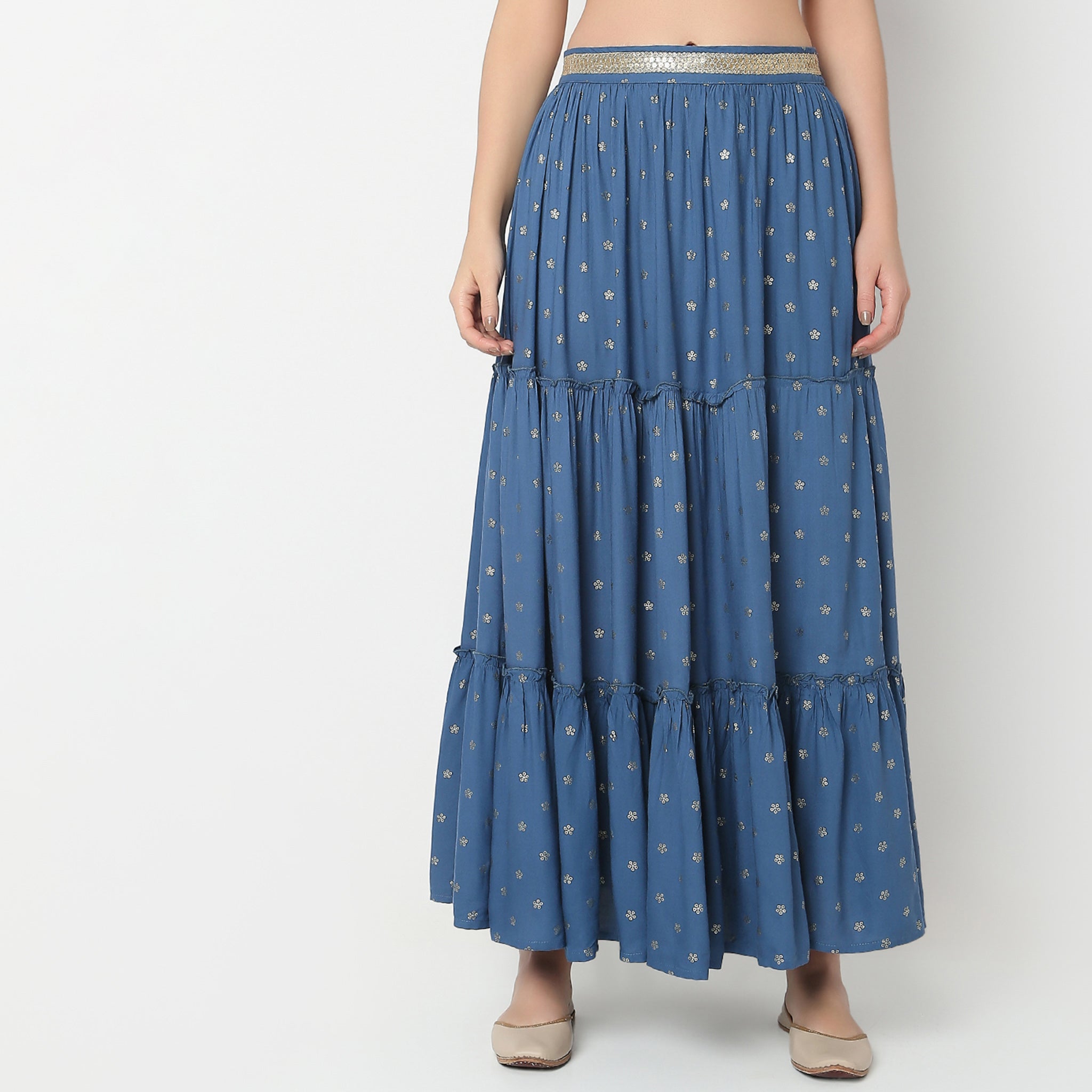 Flare Fit Printed Skirt