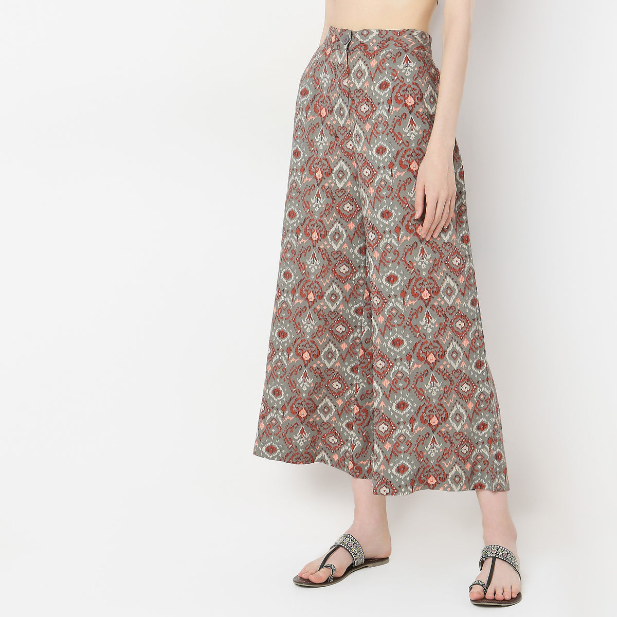 Flare Fit Printed Mid Rise Culottes