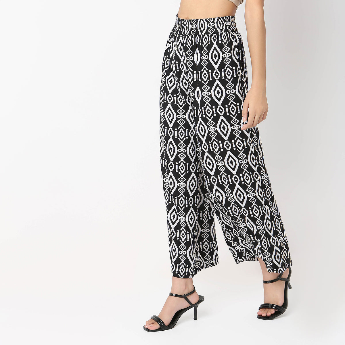 Straight Fit Printed High Rise Culottes