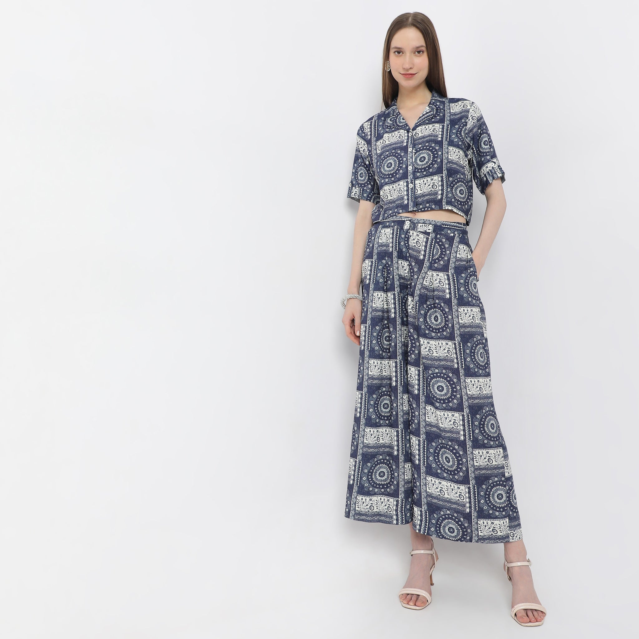 Abstract Print High Rise Straight Fit Culottes