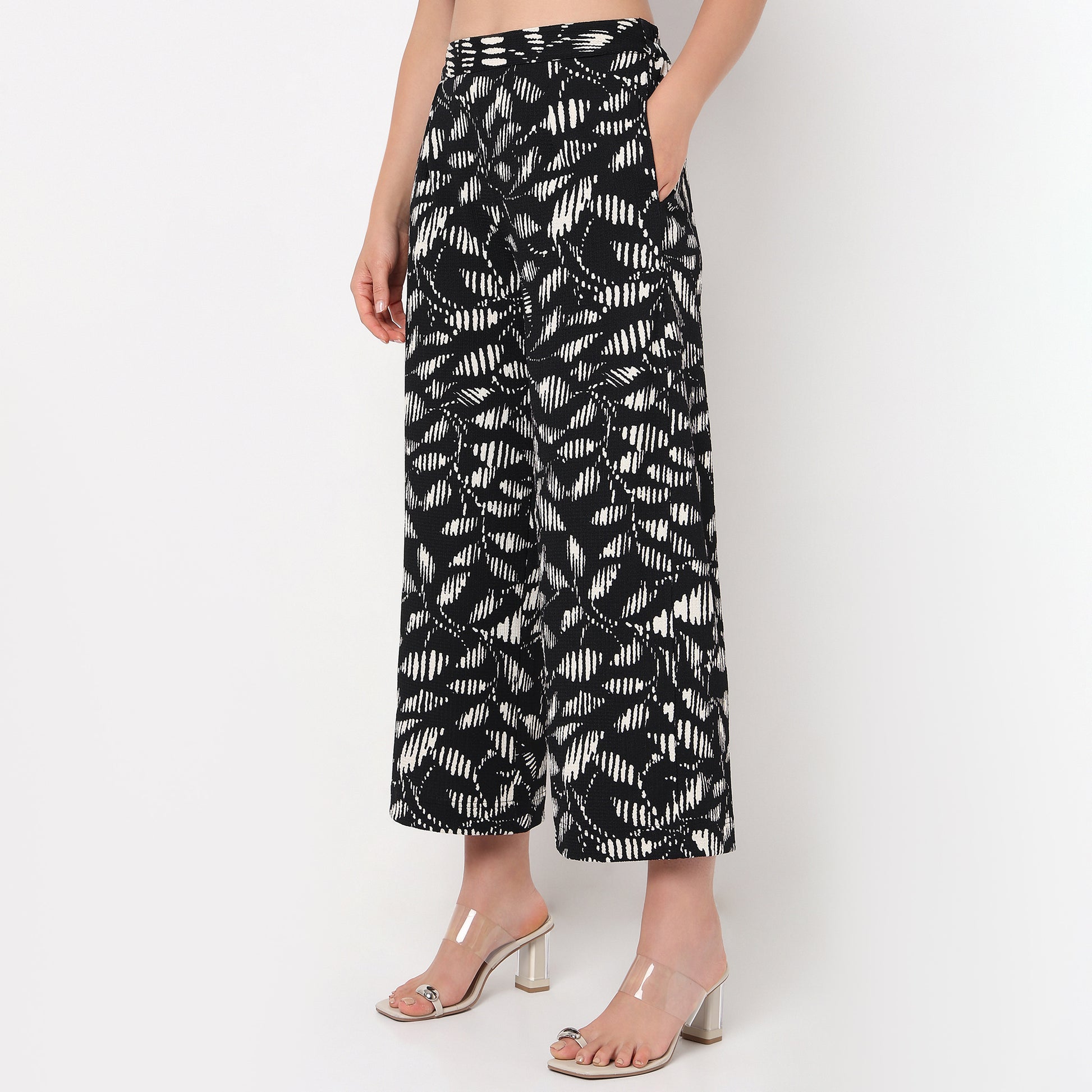 Flare Fit Textured Culottes