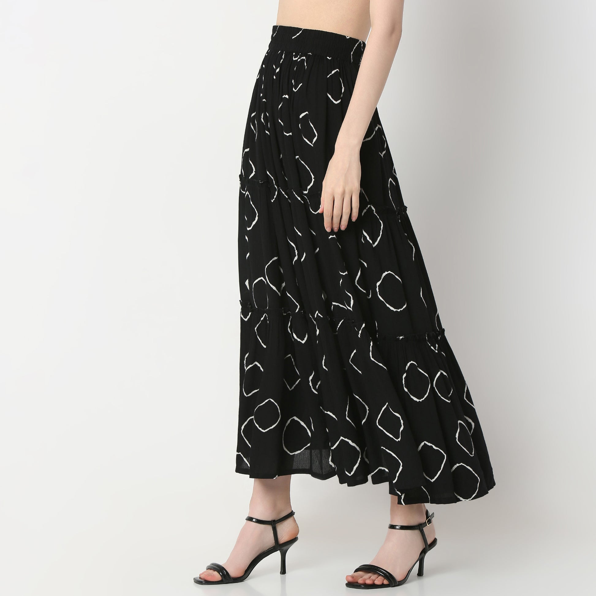 Buy Women Flare Fit Printed Full Length High Rise Skirt  - Style Union
