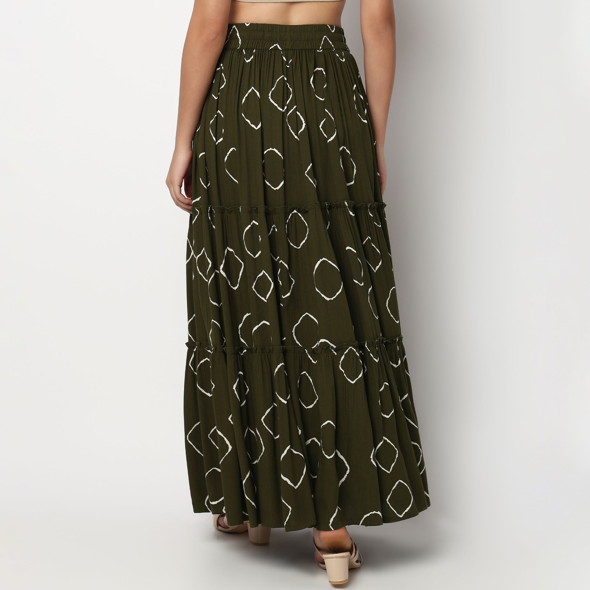 Buy Women Flare Fit Printed Full Length High Rise Skirt  - Style Union