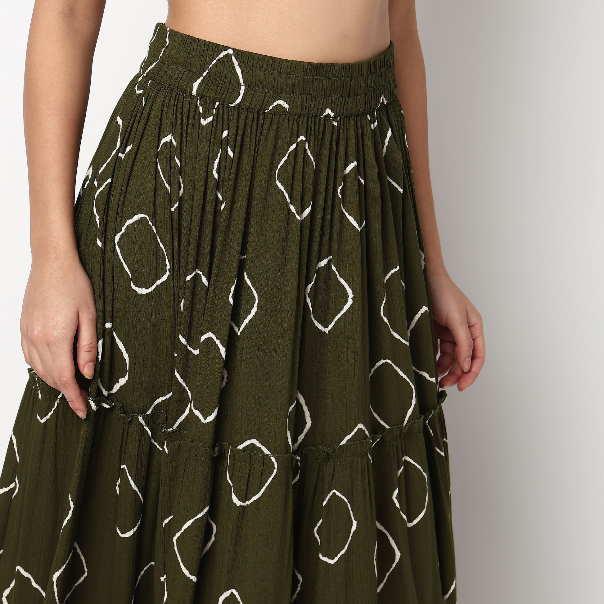 Buy Women Flare Fit Printed Full Length High Rise Skirt  - Style Union