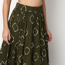 Buy Women Flare Fit Printed Full Length High Rise Skirt  - Style Union