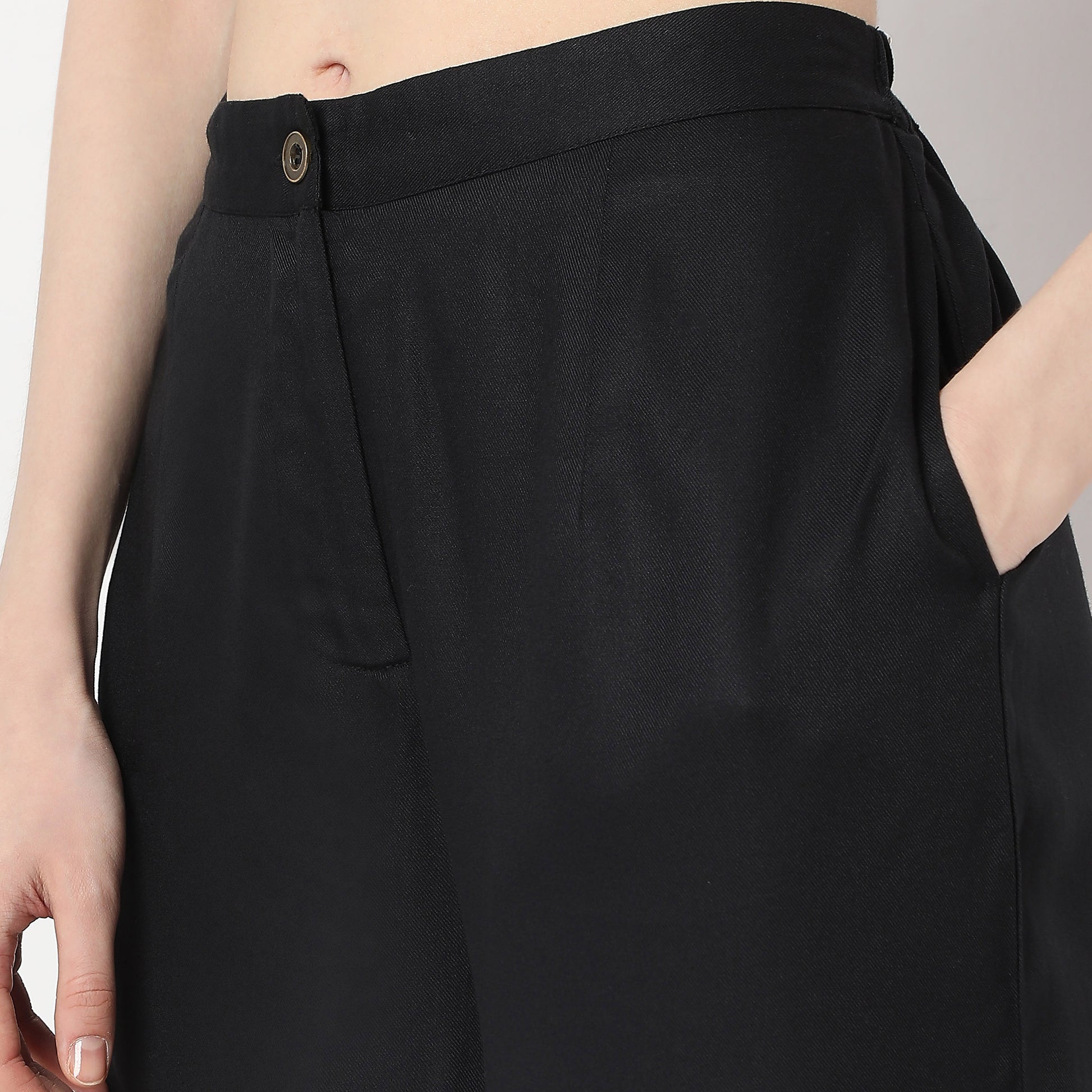 Flare Fit Calf Length High Rise Pants