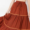 Flare Fit Solid Full Length Mid Rise Skirt
