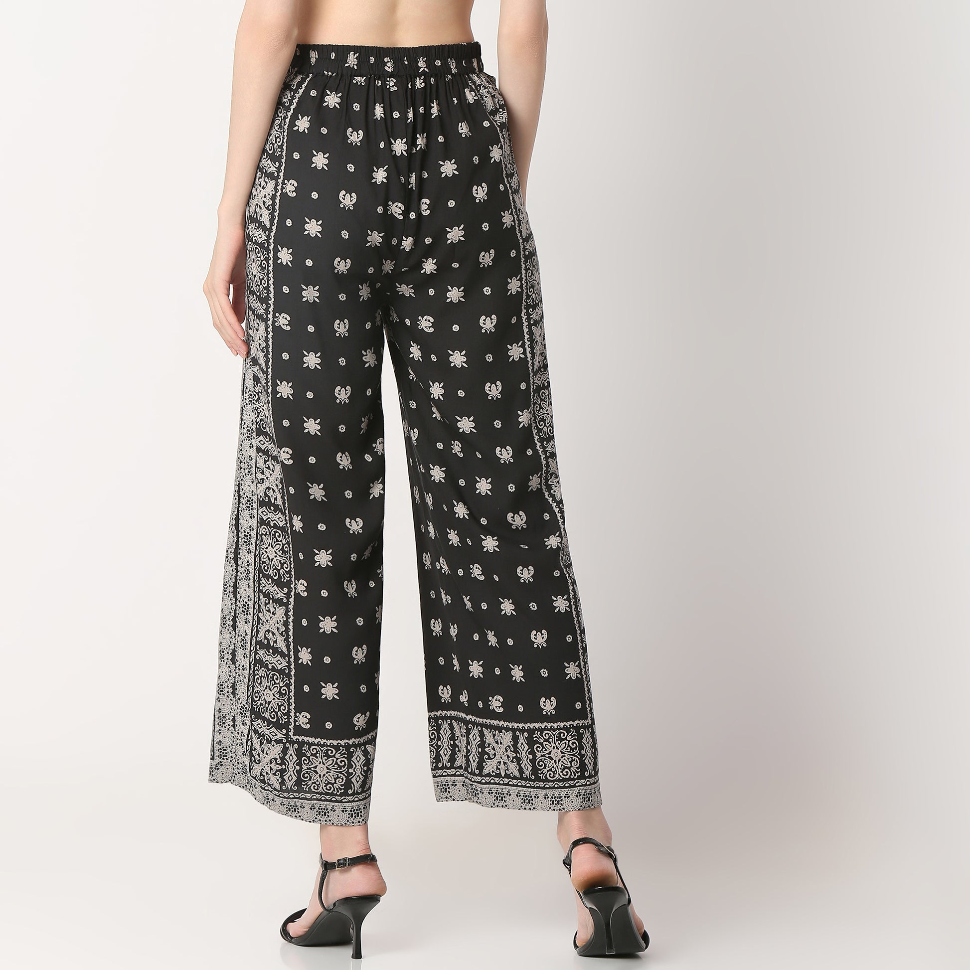 Flare Fit Printed High Rise Palazzos