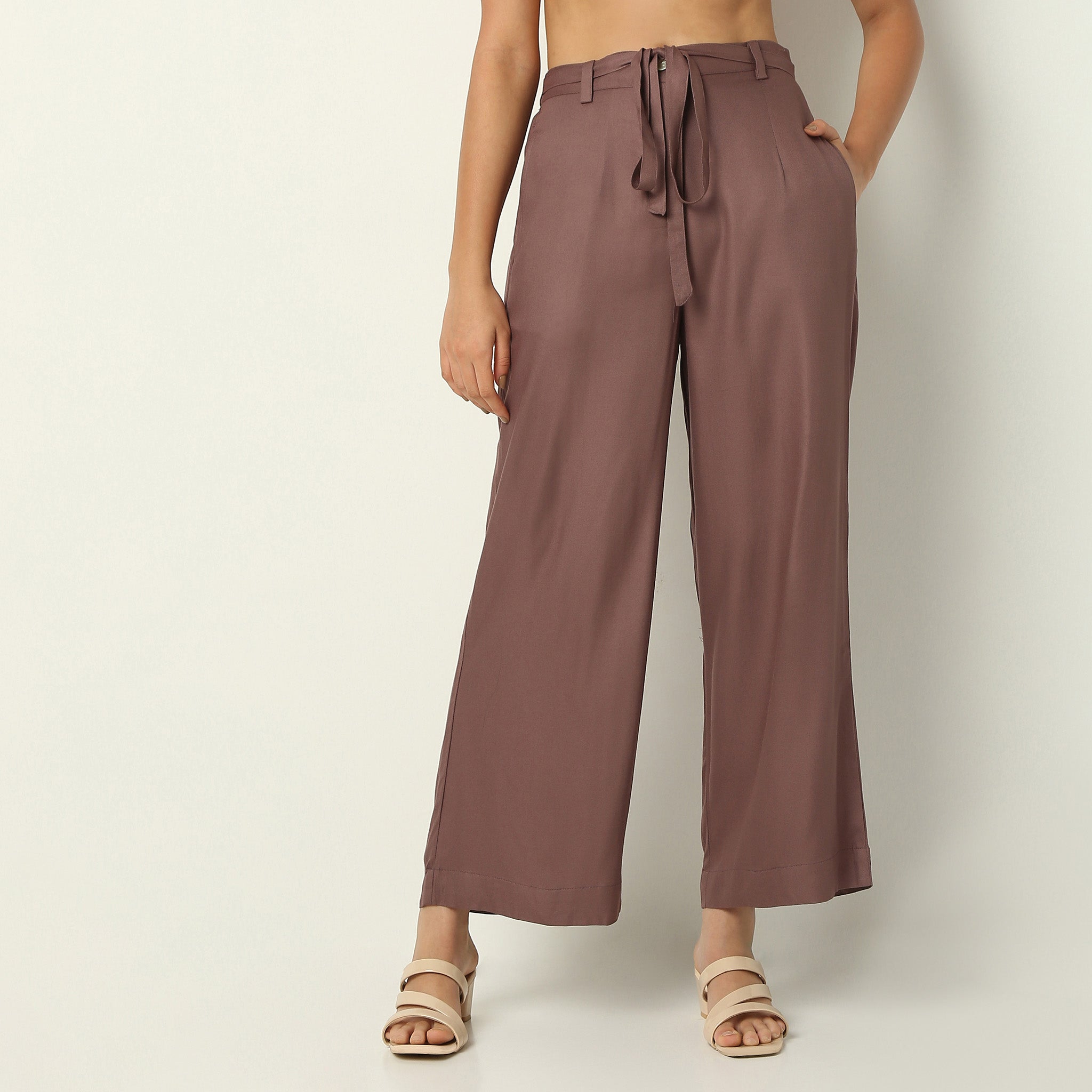 Flare Fit Solid Ankle Length High Rise Culottes