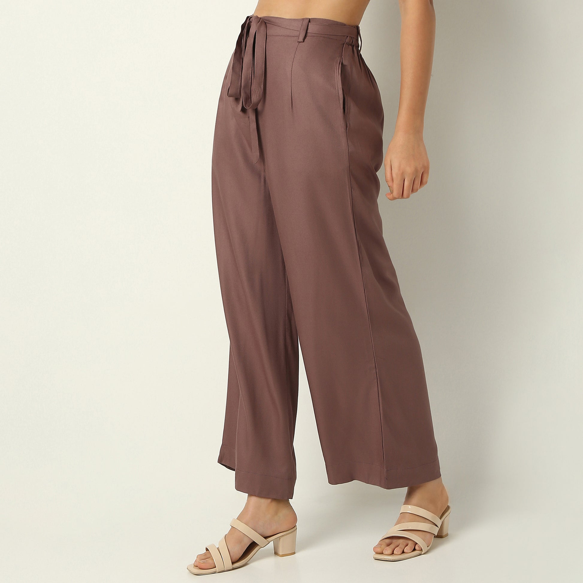 Flare Fit Solid Ankle Length High Rise Culottes