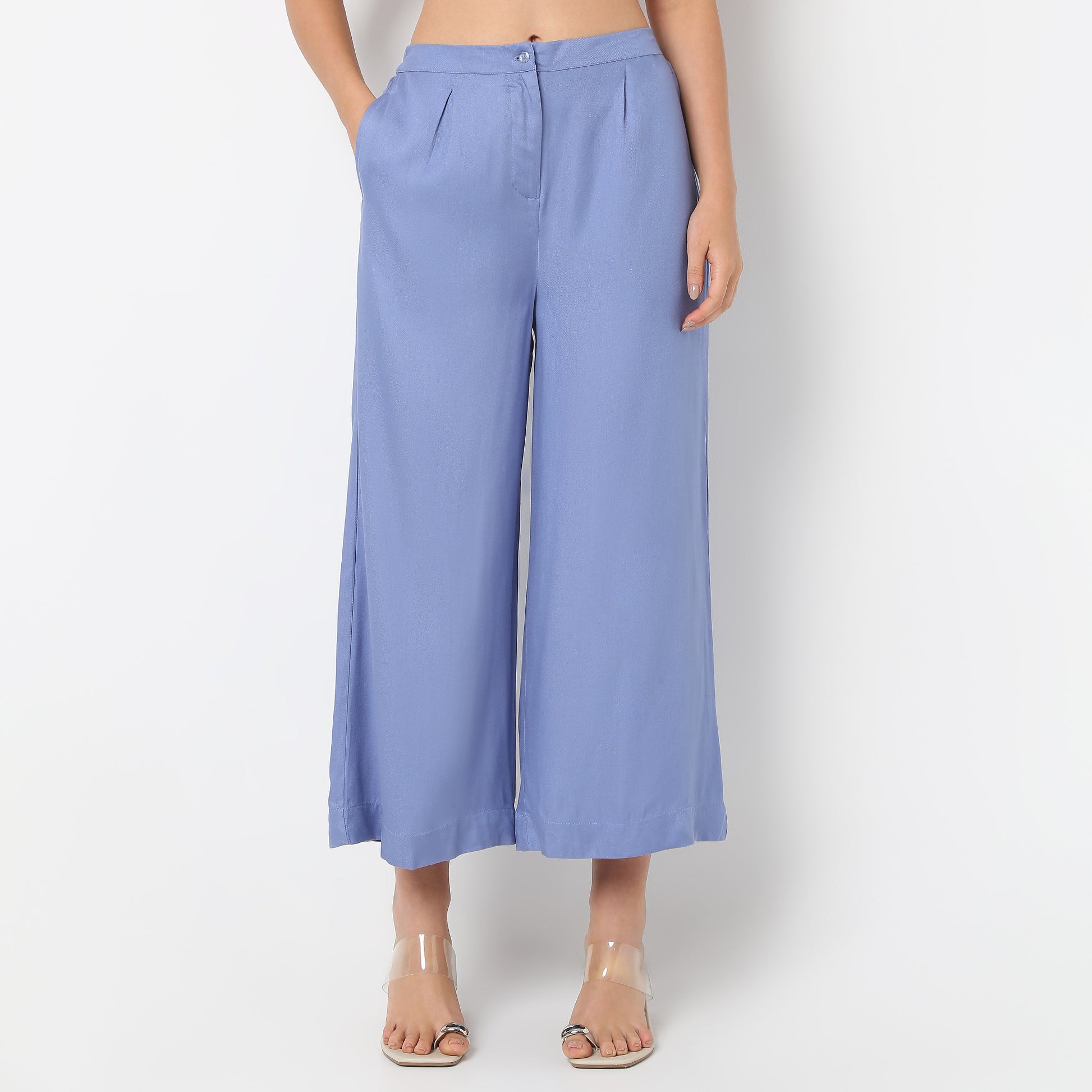 Solid Ankle Length Straight Fit Ethnic Palazzo