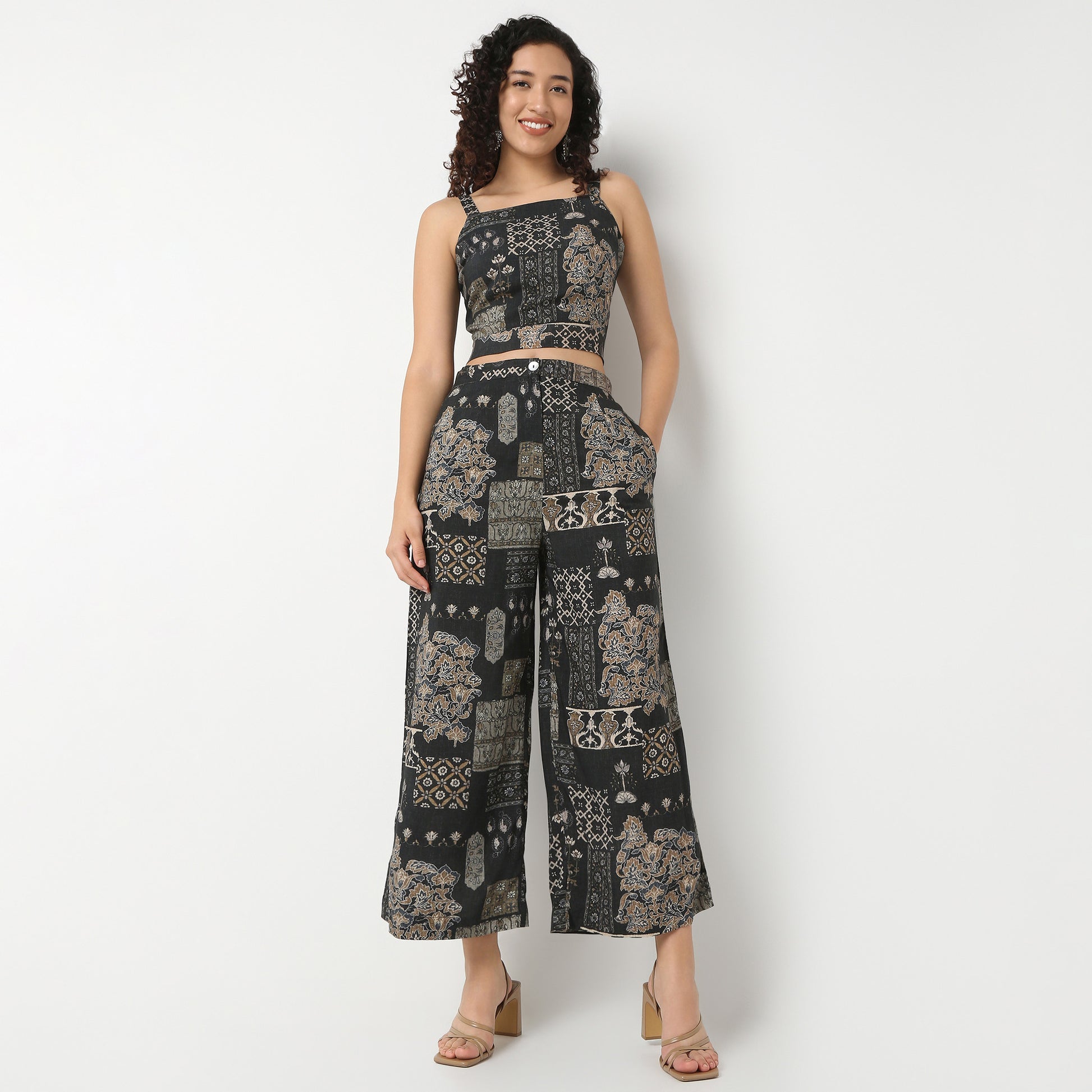 Straight Fit High Rise Ethnic Palazzo