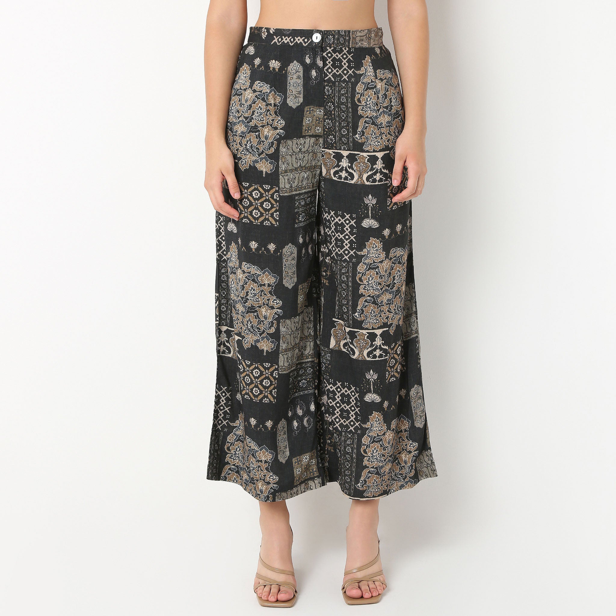 Straight Fit High Rise Ethnic Palazzo