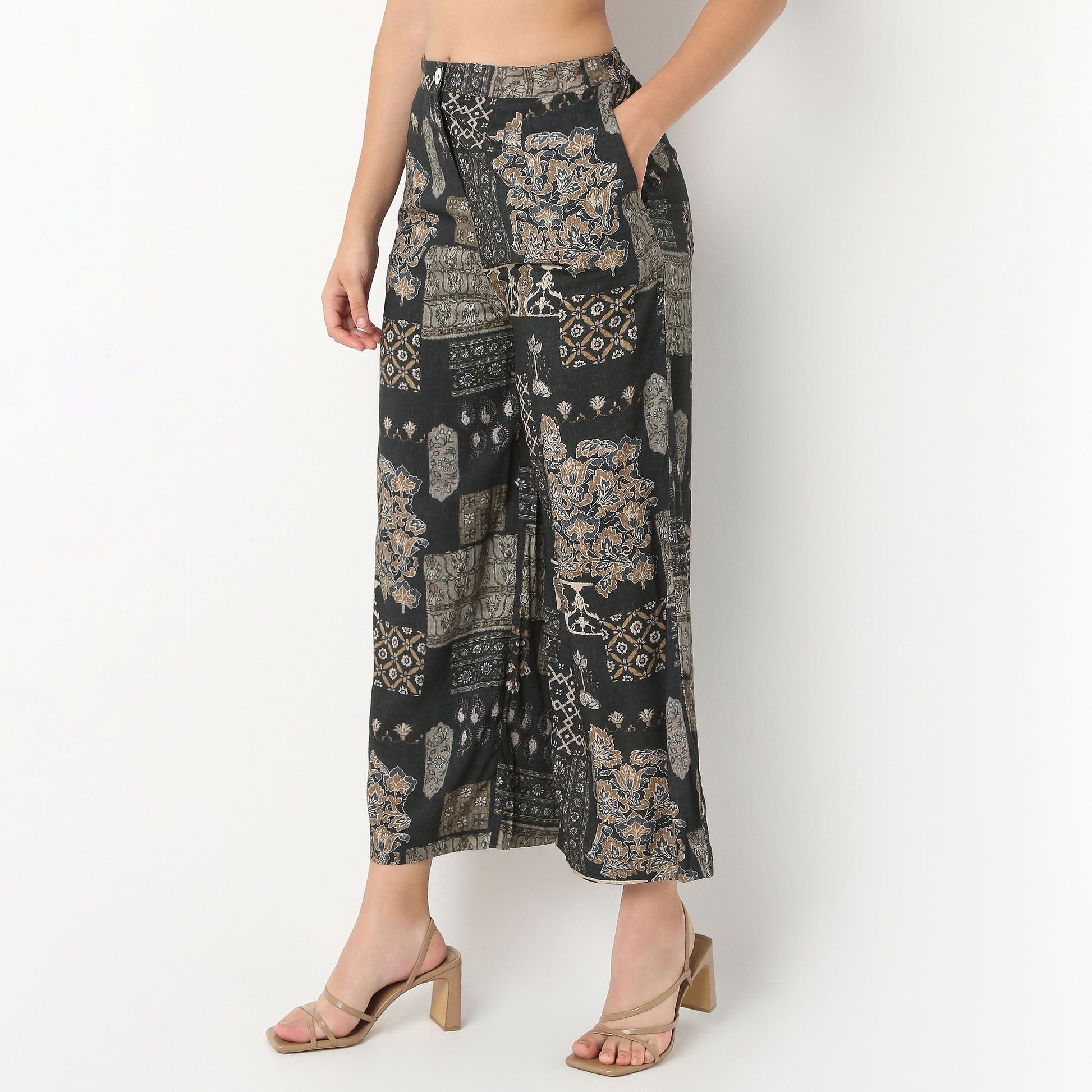 Straight Fit High Rise Ethnic Palazzo